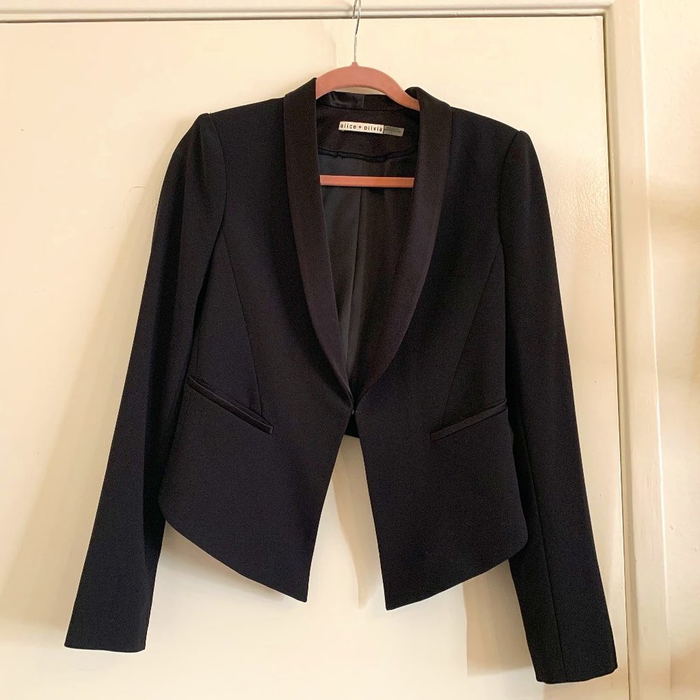 Alice + Olivia cropped tuxedo jacket blazer
